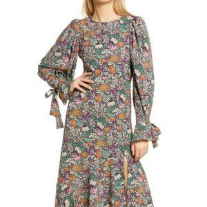 Long Sleeve Maxi Dress in Black Floral Print